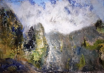 In den Bergen 
Acryl auf Leinwand/Mischtechnik 
70 x 50 cm
